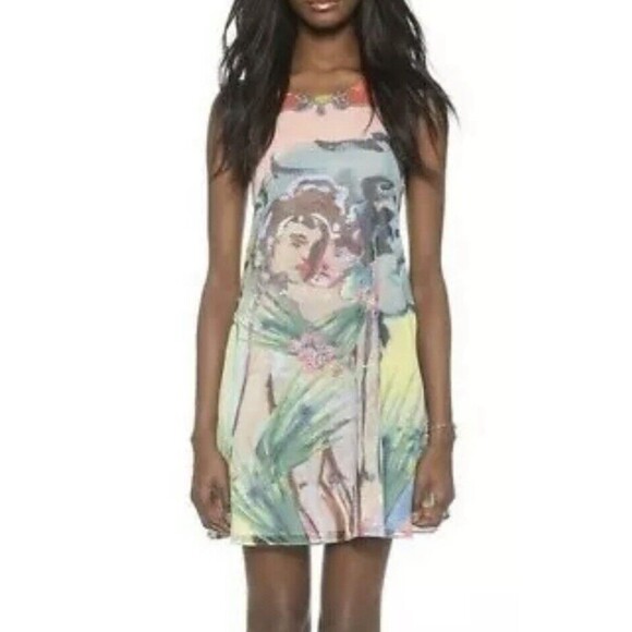 Alice + Olivia Kaylo Lola Lady Print Open Back Mini Dress Sleeveless Lined S - Picture 1 of 12